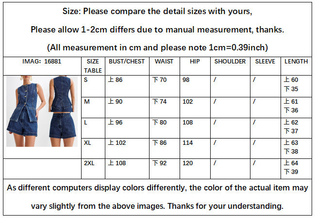 Livia Summer Denim Vest & Shorts Set