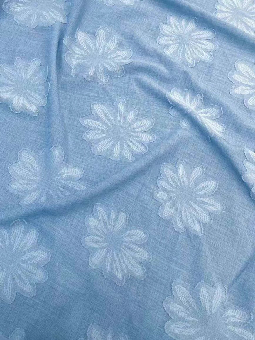 Denim Blue Jacquard Fabric