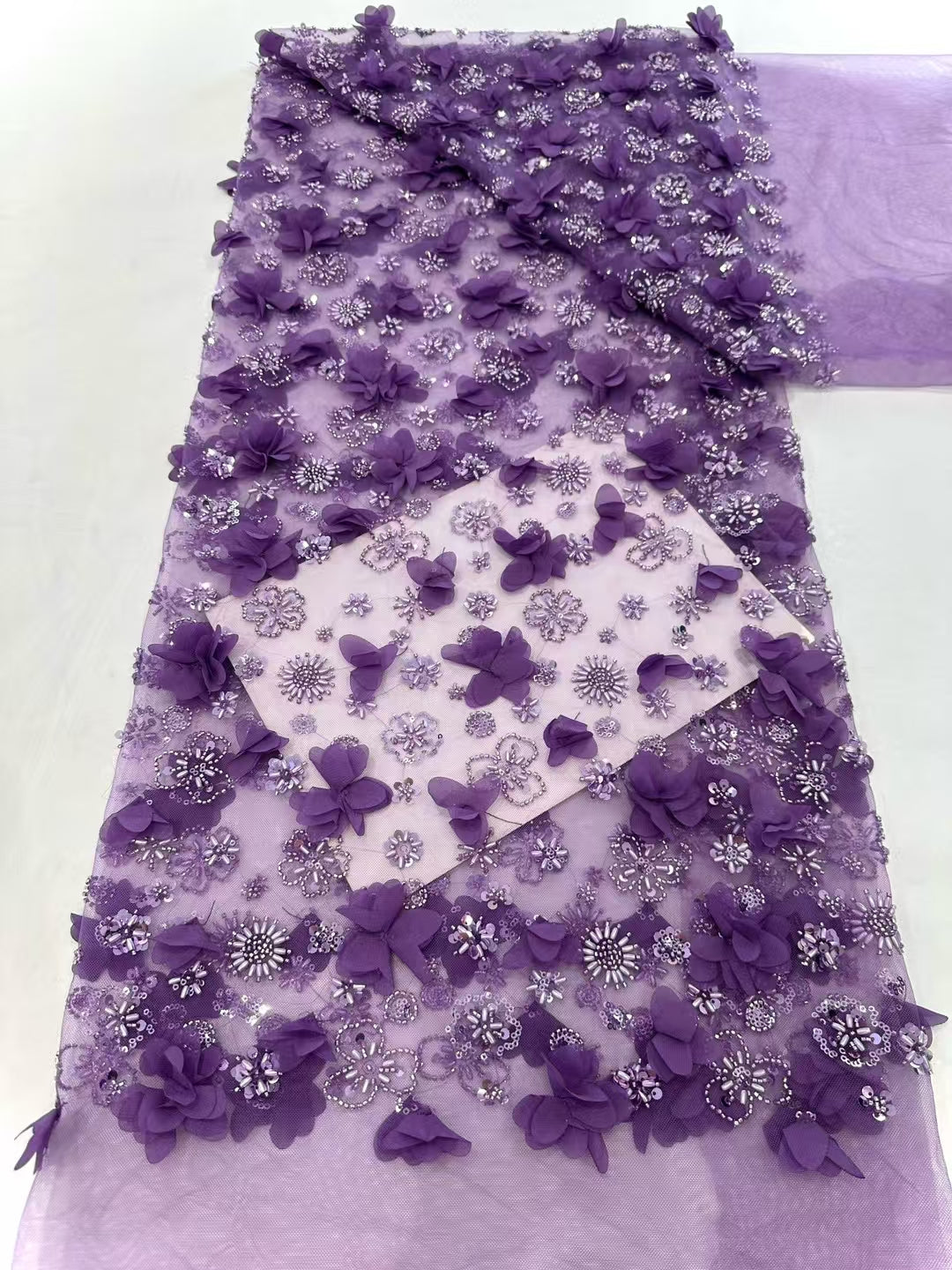 3D Flower Sequins Fabric