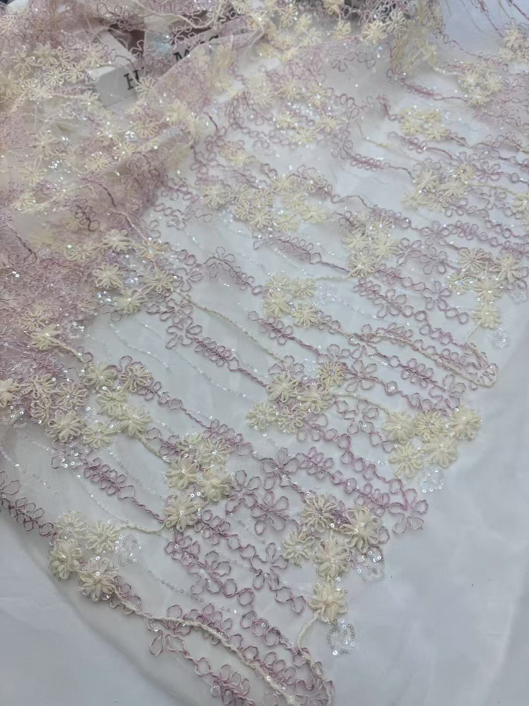 Sequins Cord Embroidery Fabric
