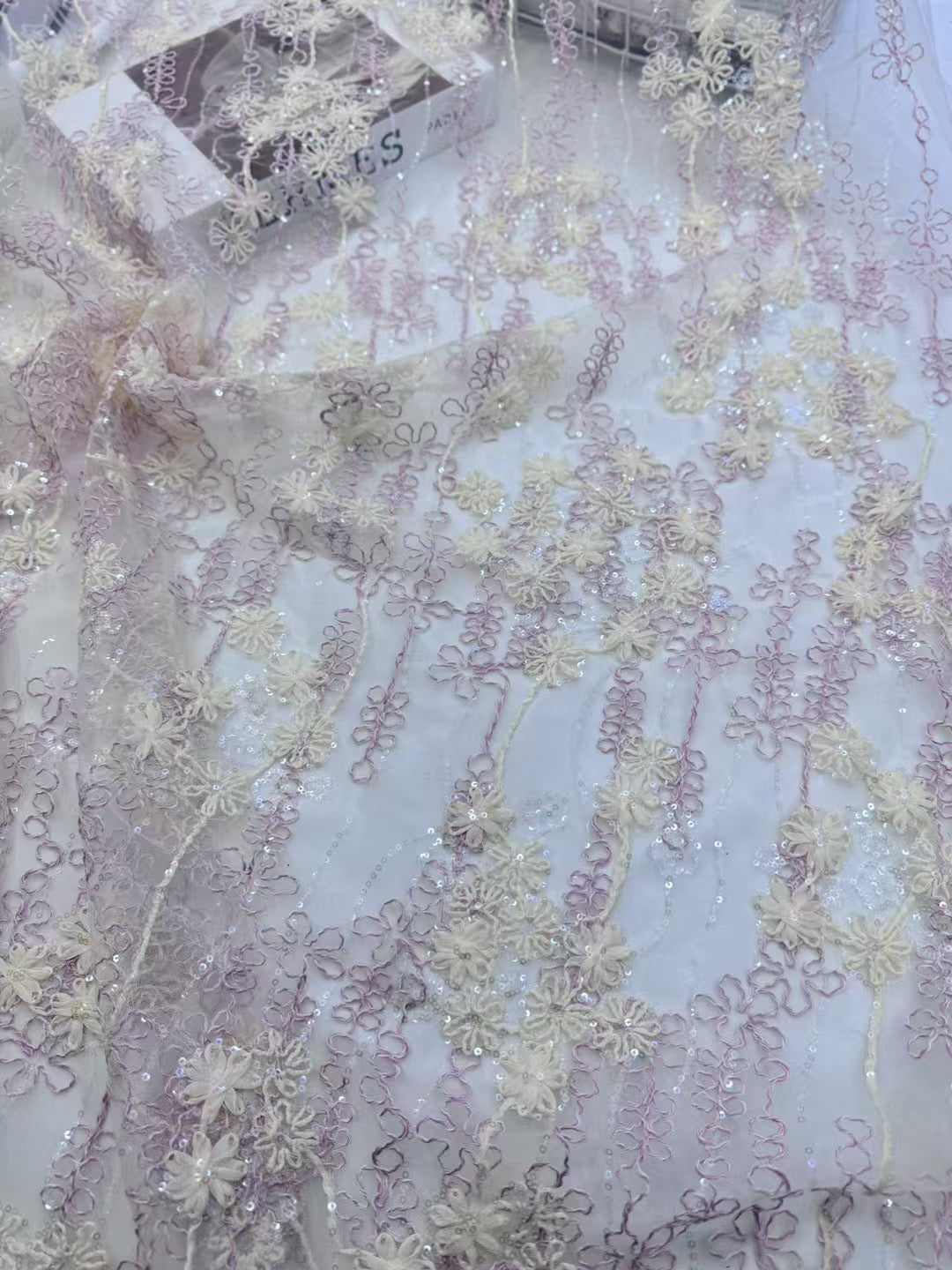 Sequins Cord Embroidery Fabric