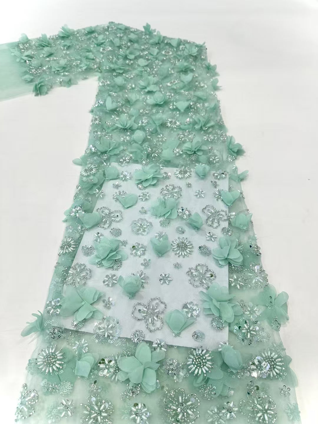 3D Flower Sequins Fabric