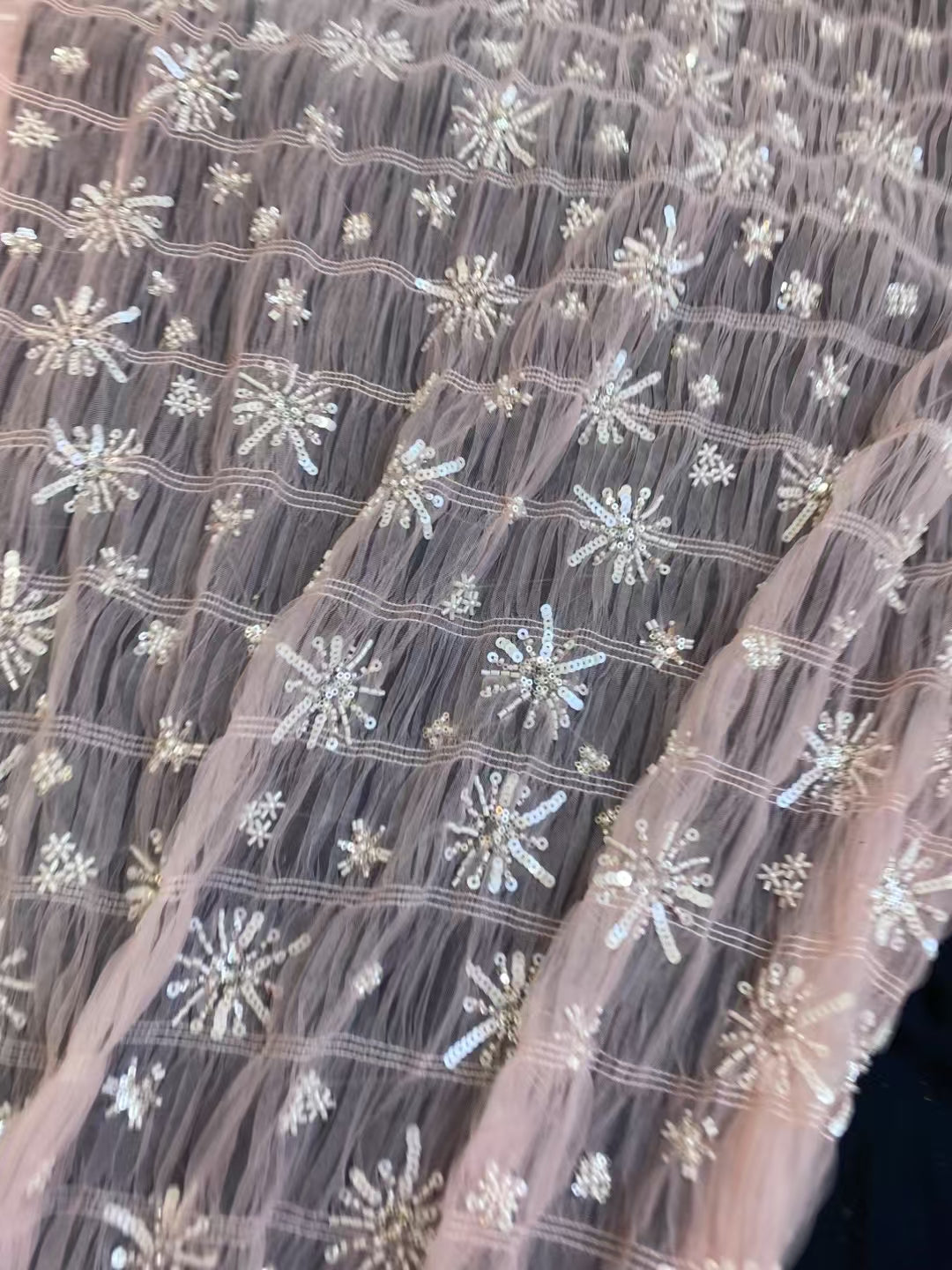 Pleated Sequins Gauze