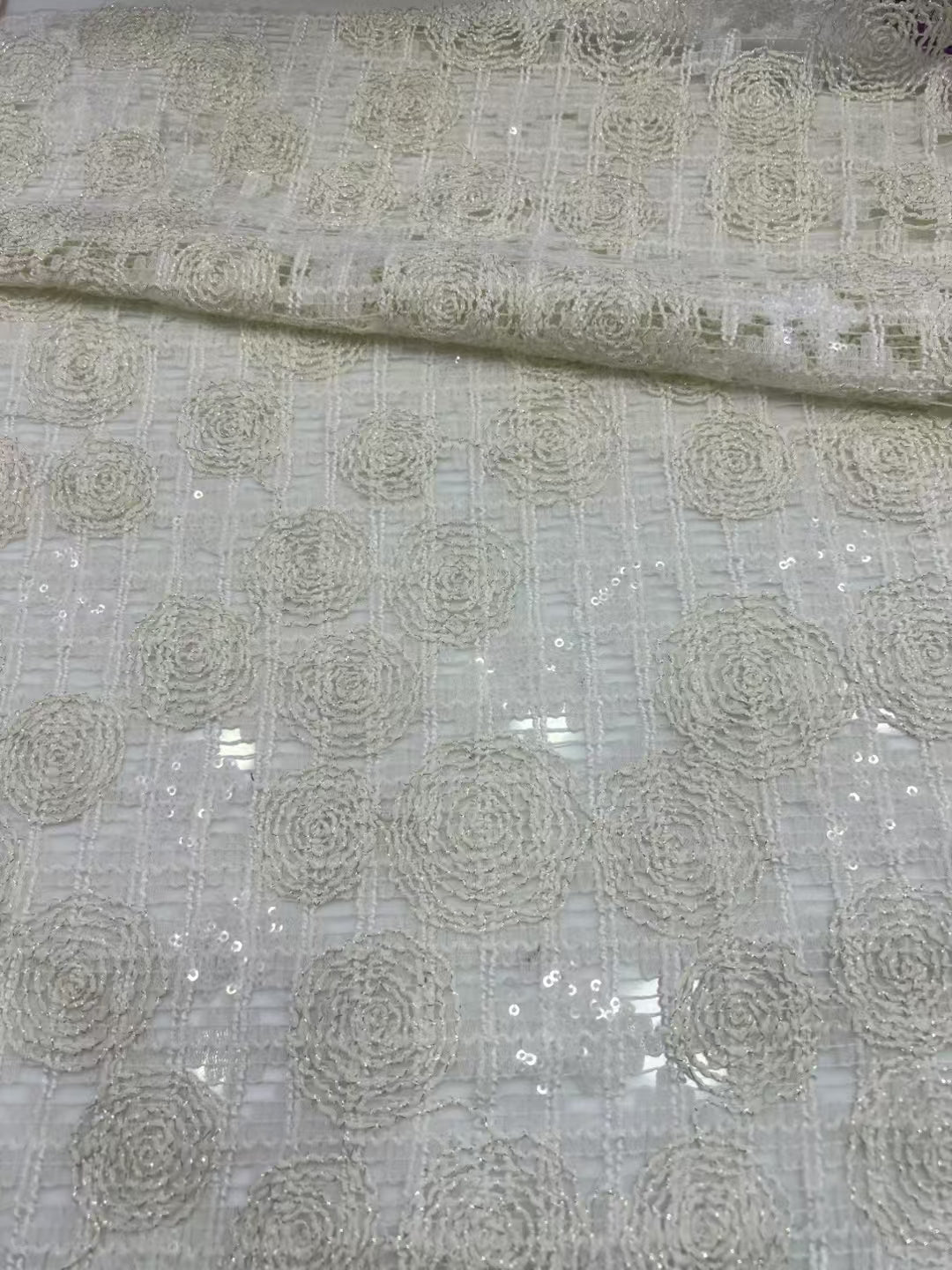 Circle Embroidery Sequins Fabric