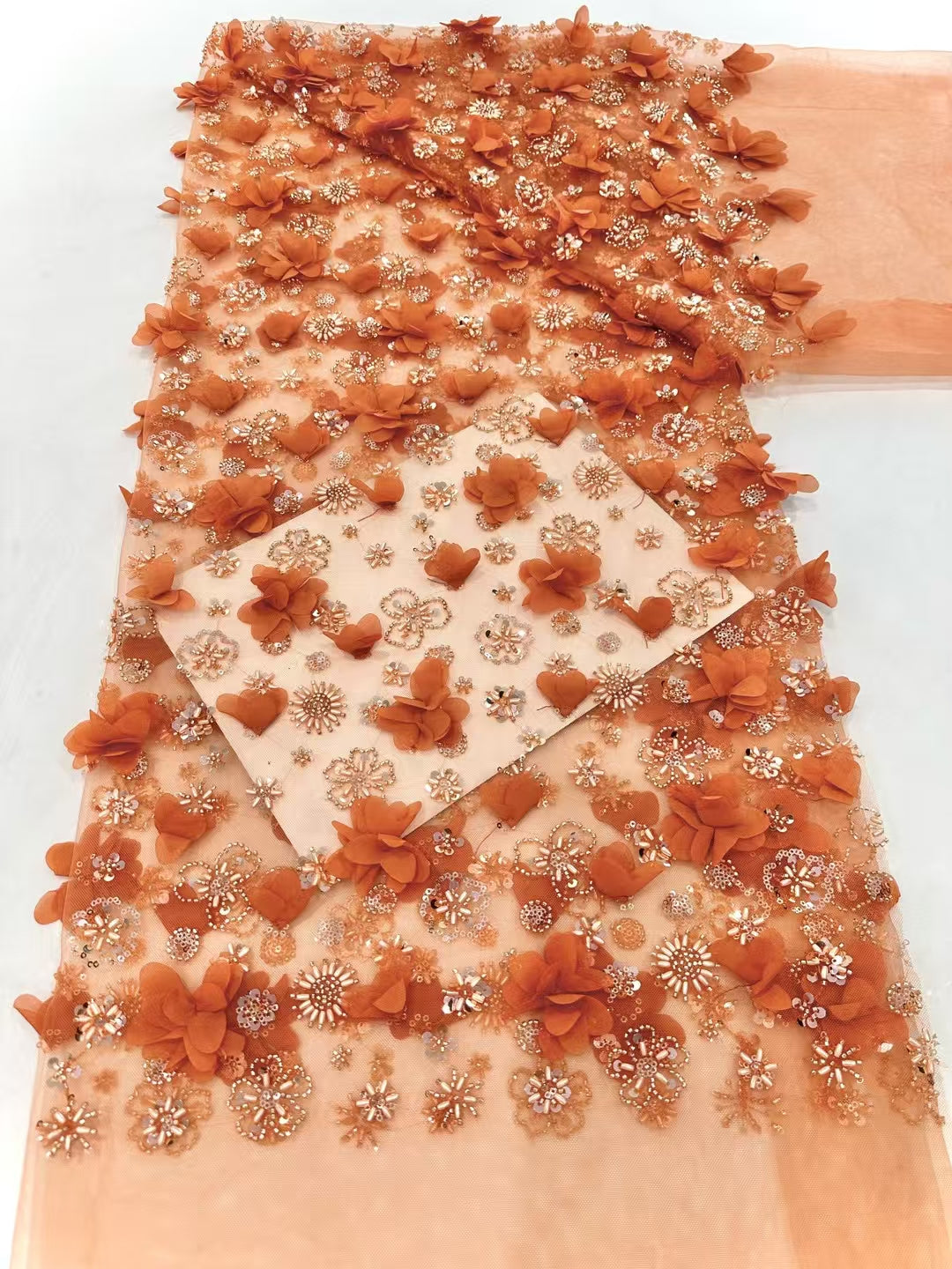 3D Flower Sequins Fabric