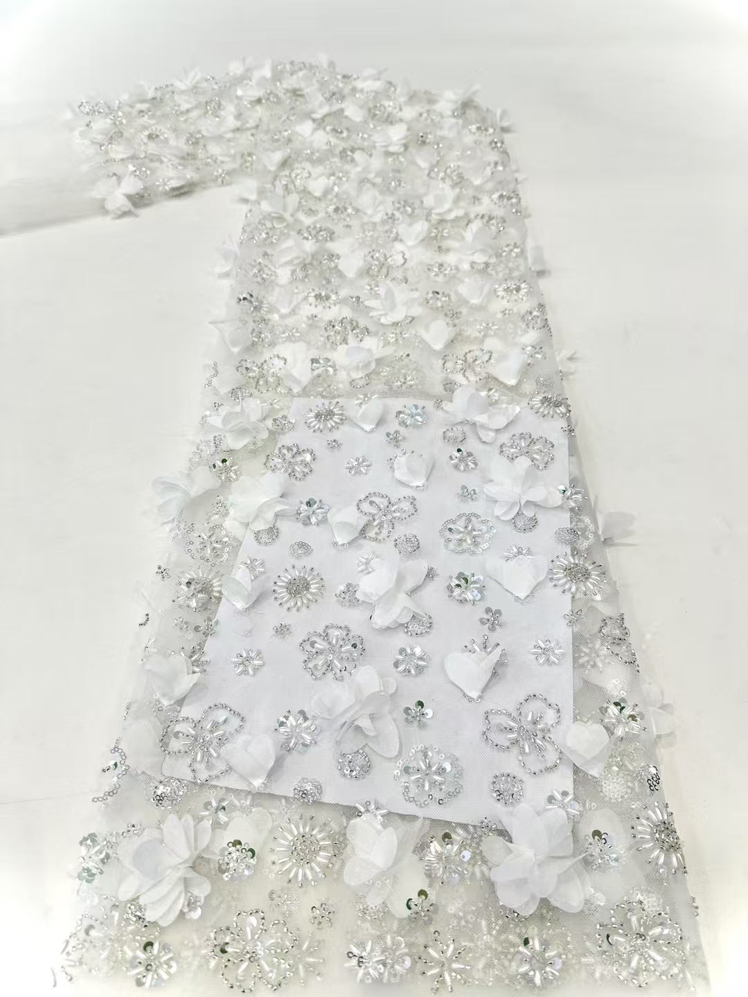 3D Flower Sequins Fabric