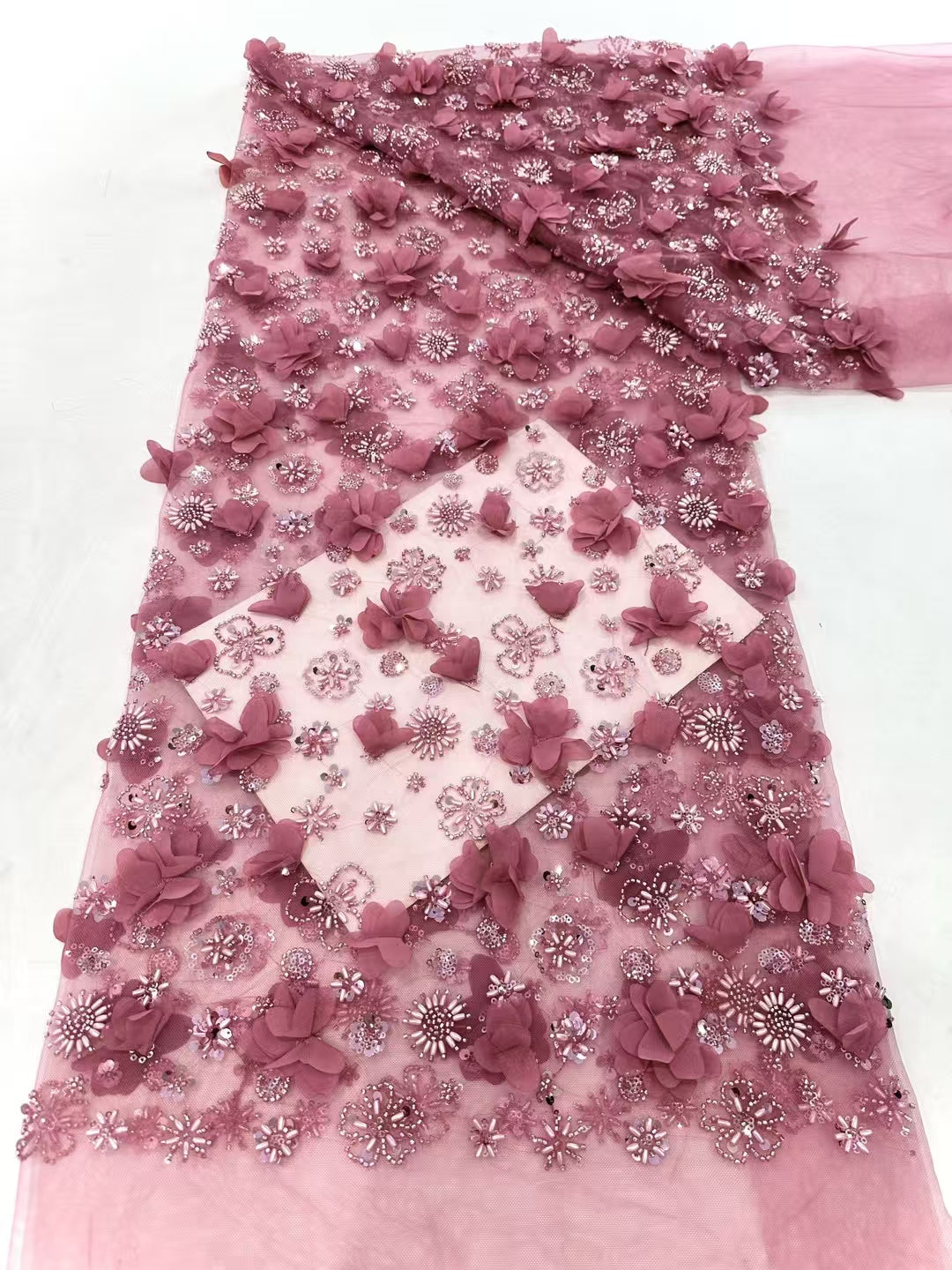 3D Flower Sequins Fabric
