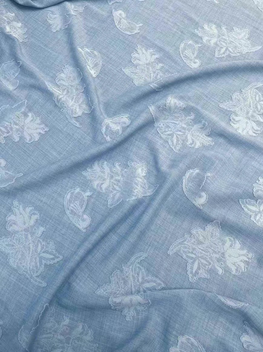 Denim Blue Jacquard Fabric
