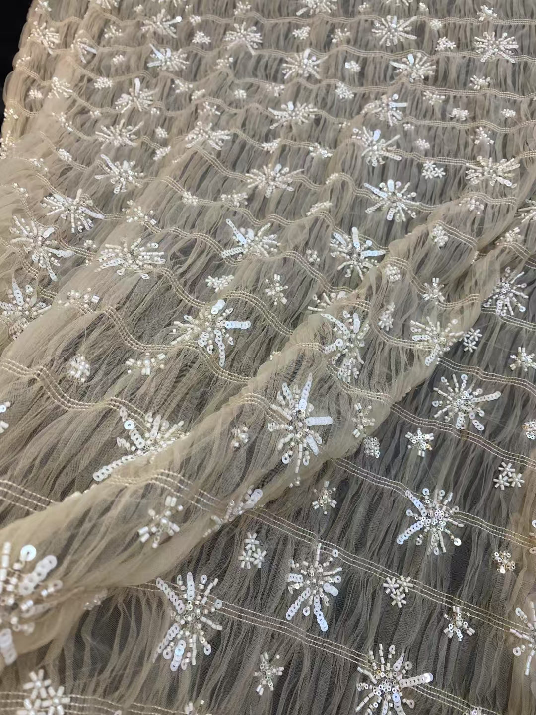 Pleated Sequins Gauze