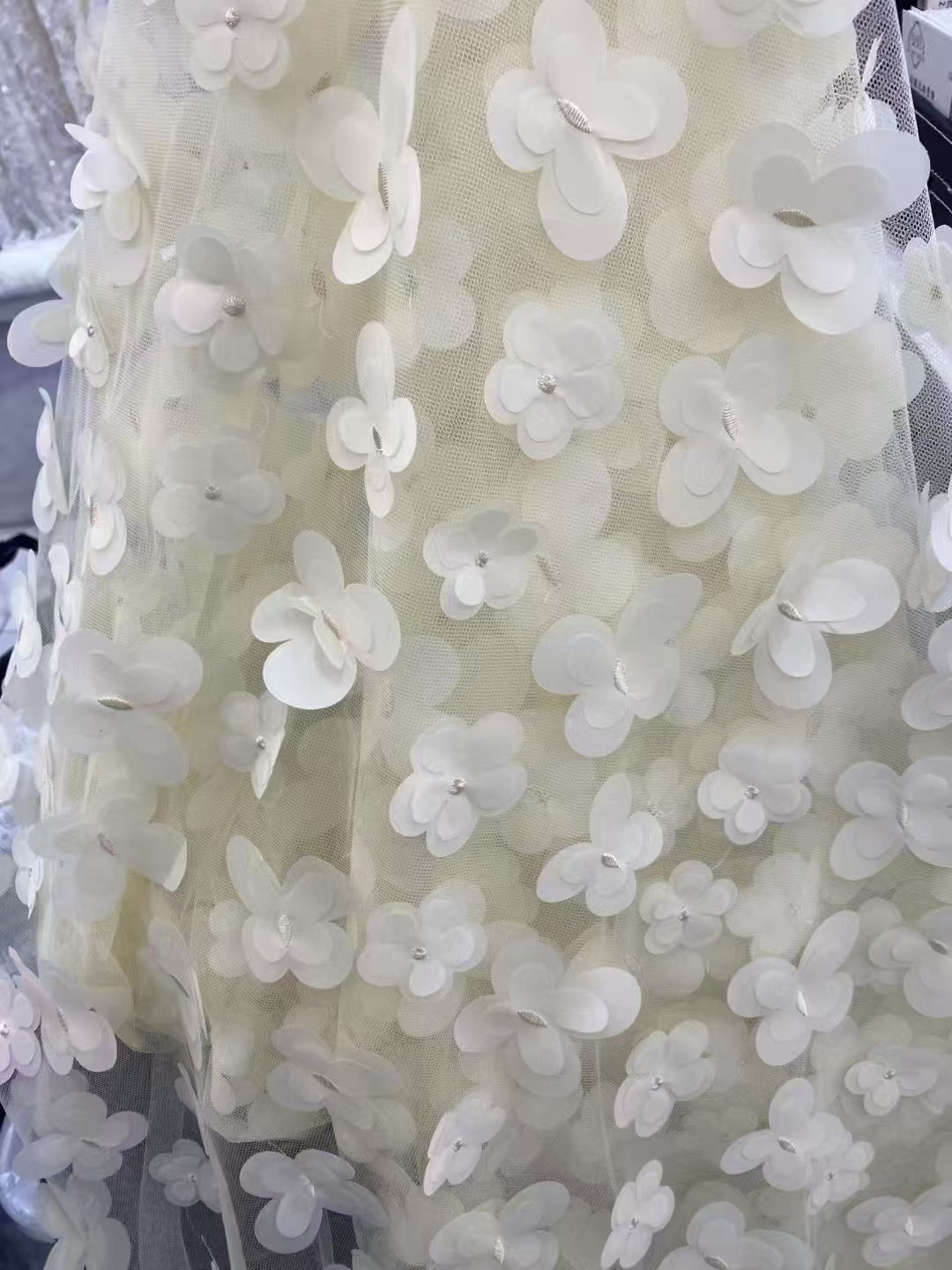 3D Flower with Pearl Fabric
