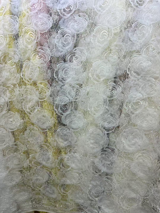 White Rose Cording Embroidery Lace