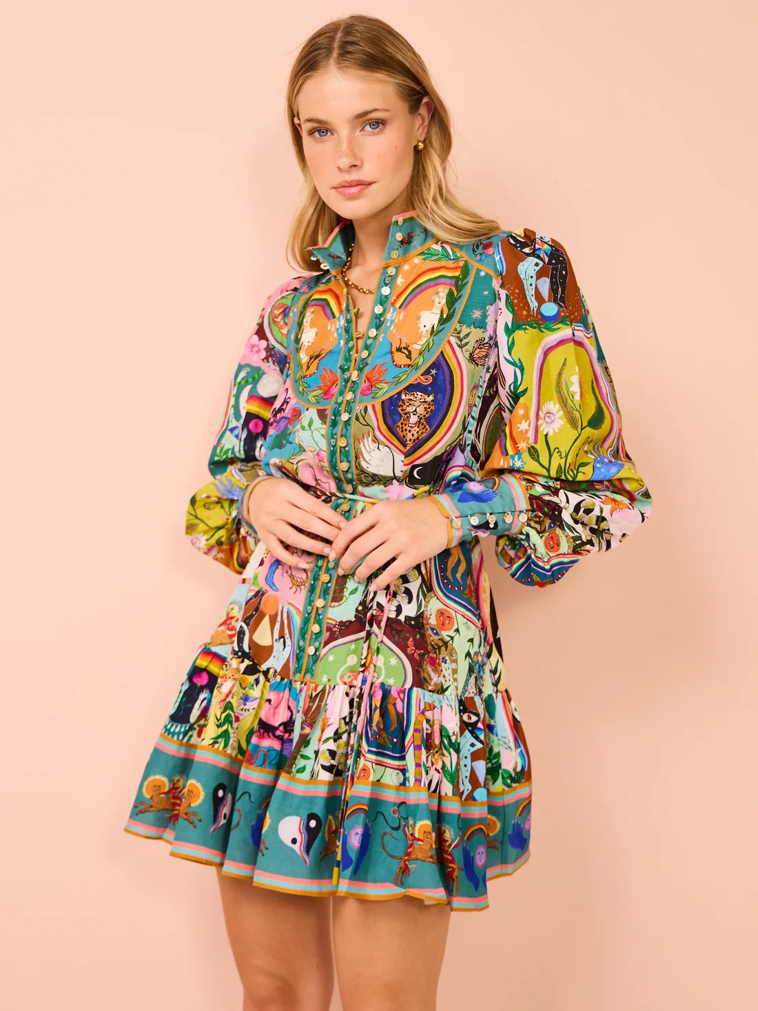 Sylvia Colorful Print Shirtdress