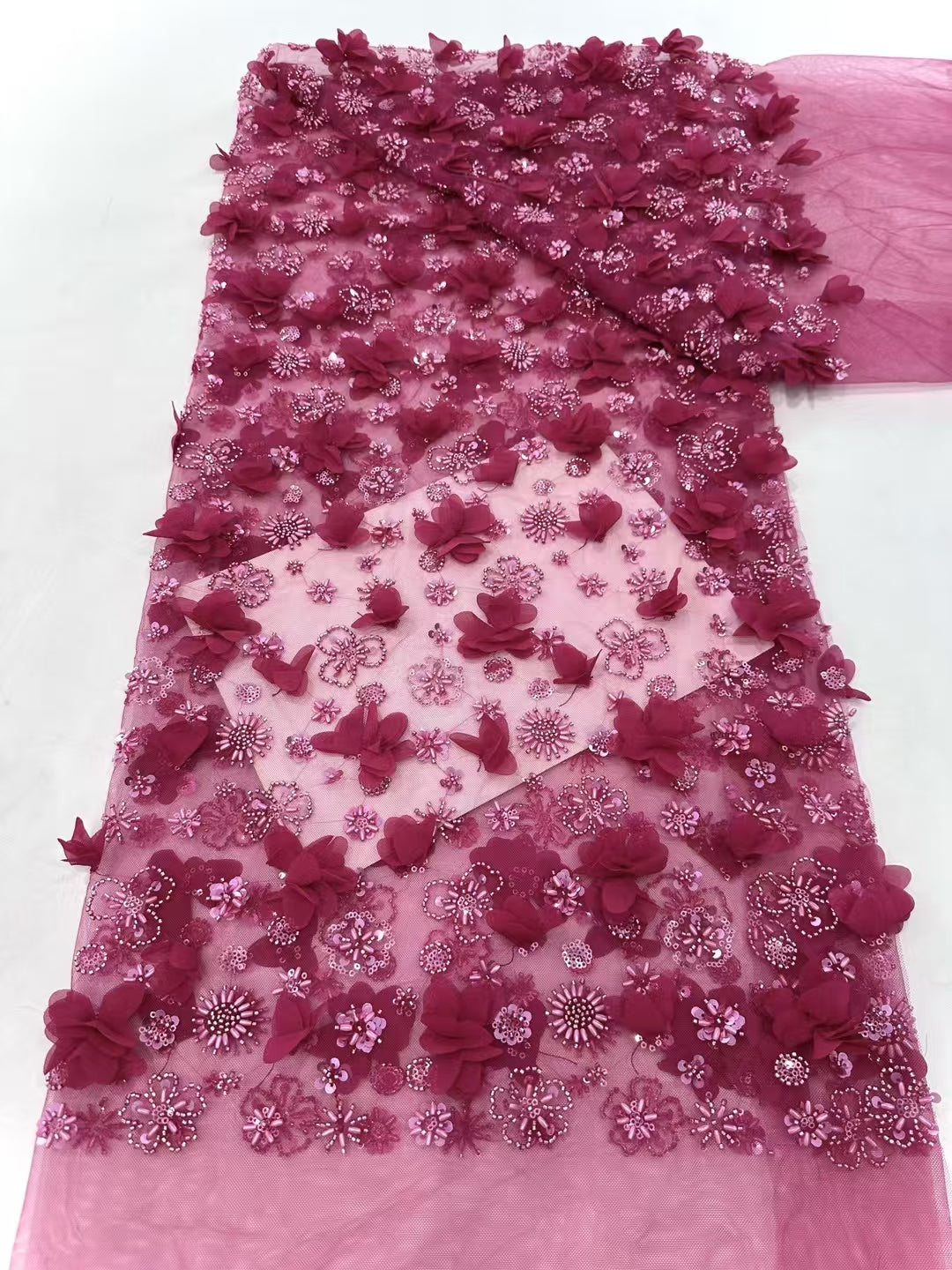 3D Flower Sequins Fabric