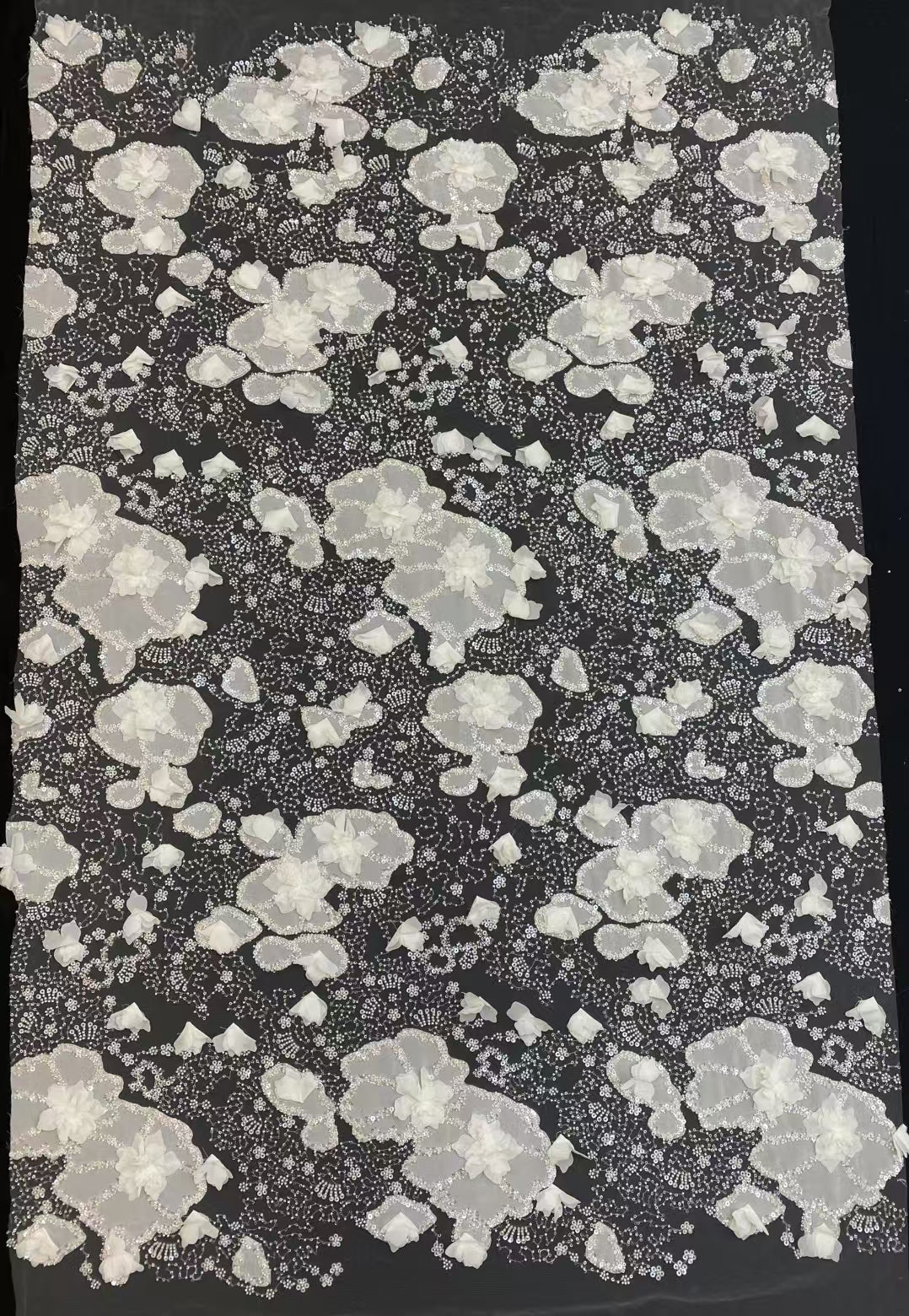 3D Flora Sequins Fabric for Wedding Dress