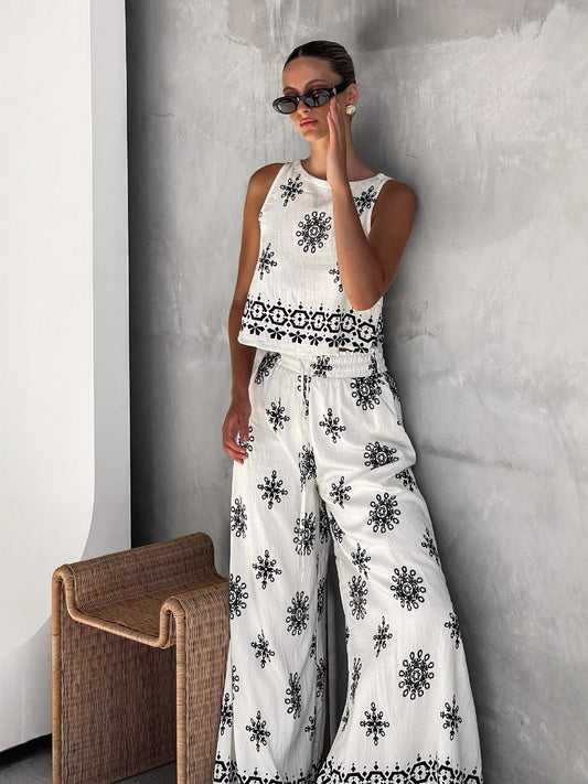 Zeki Linen Print Two Pieces Set