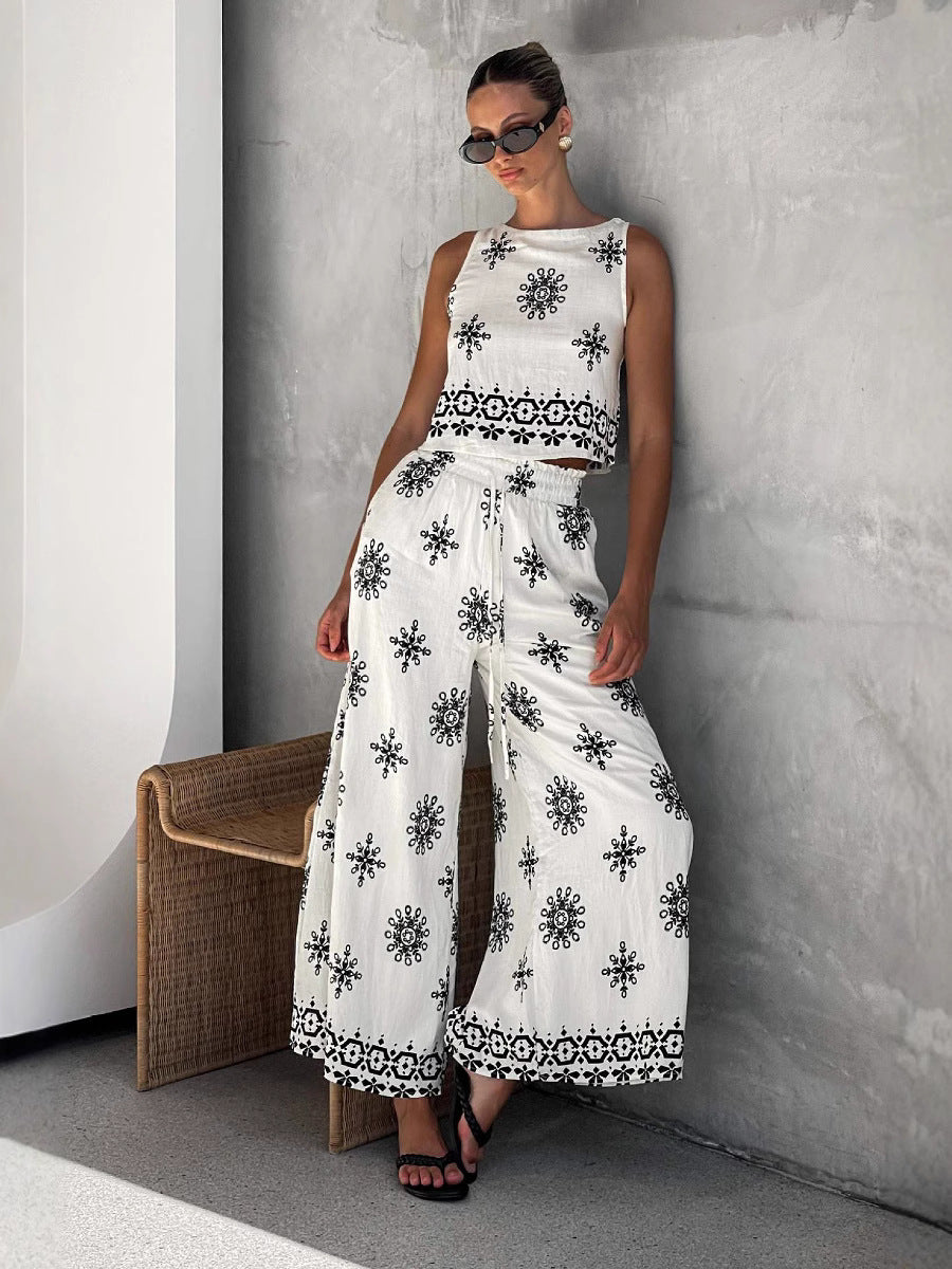 Zeki Linen Print Two Pieces Set