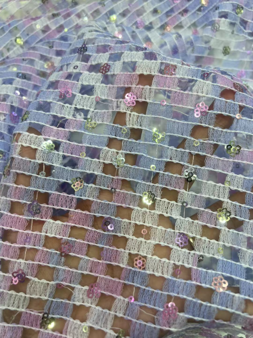 Small Flower Colorful Sequins Fabric