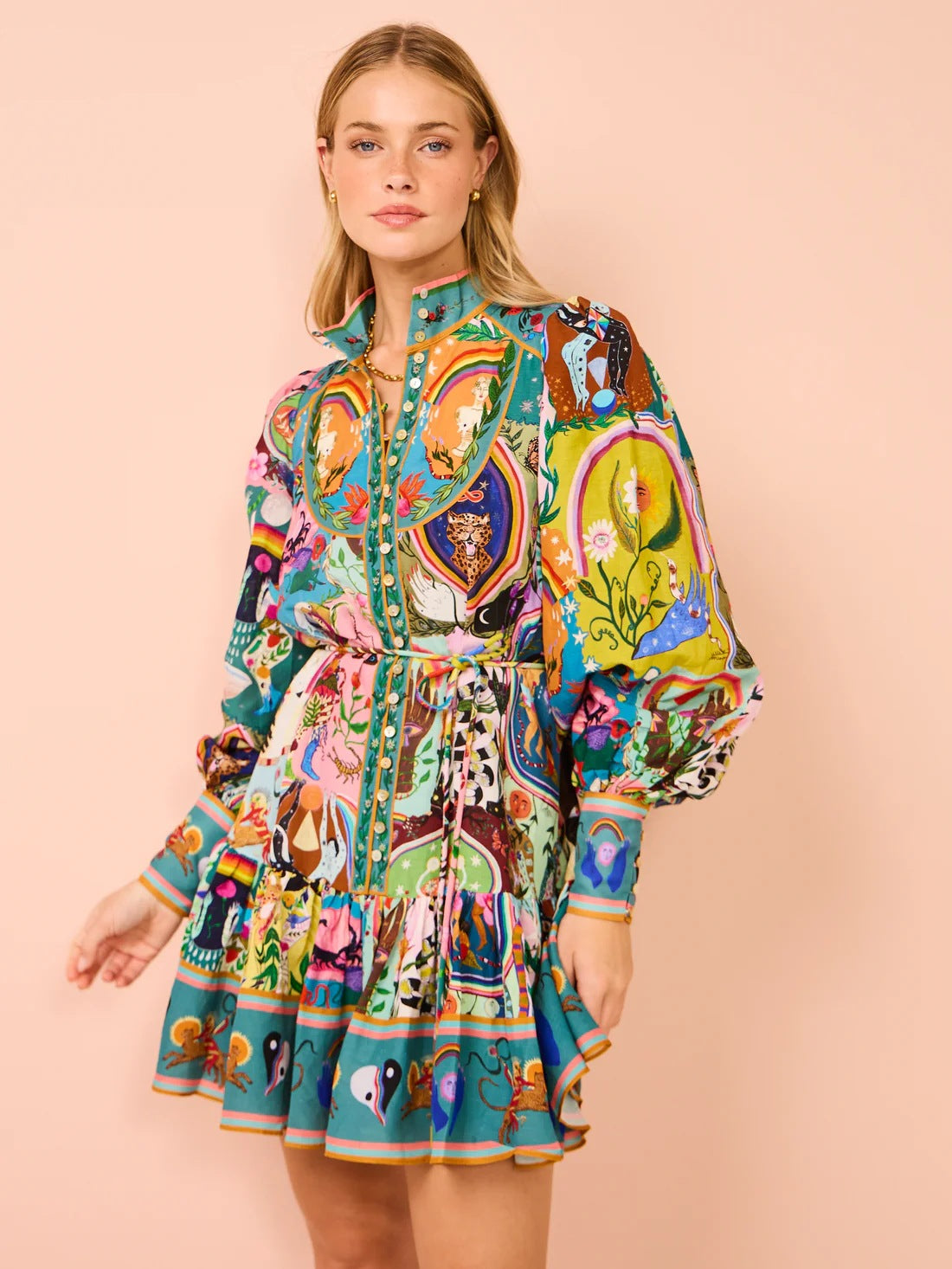 Sylvia Colorful Print Shirtdress