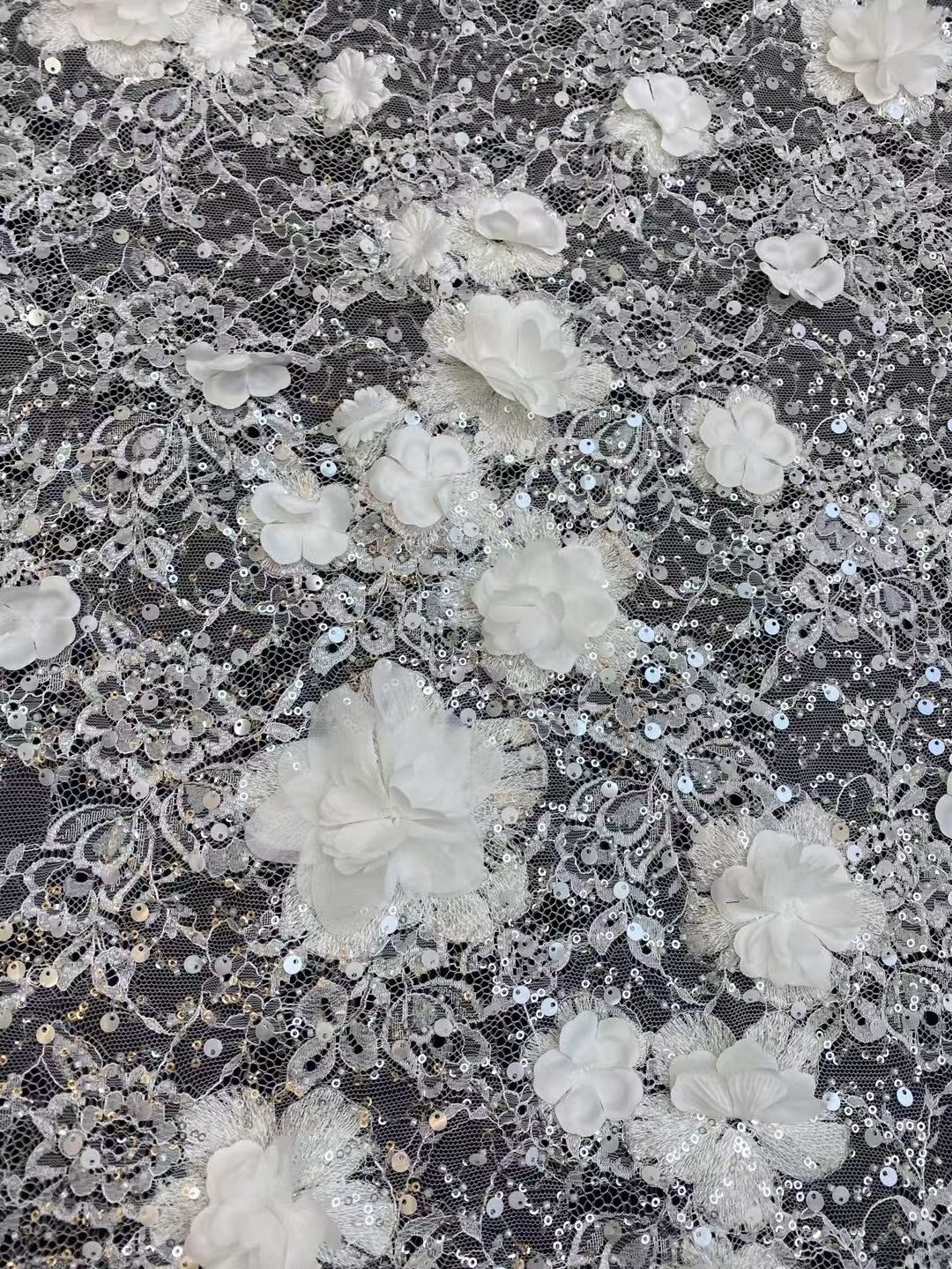 Luxury 3D Flower Sequins Fabric