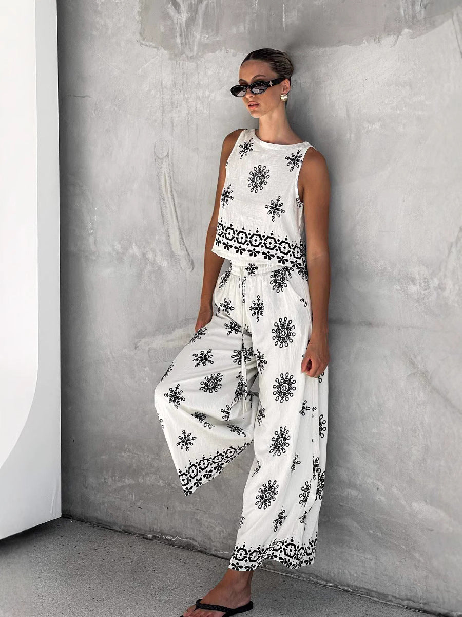 Zeki Linen Print Two Pieces Set