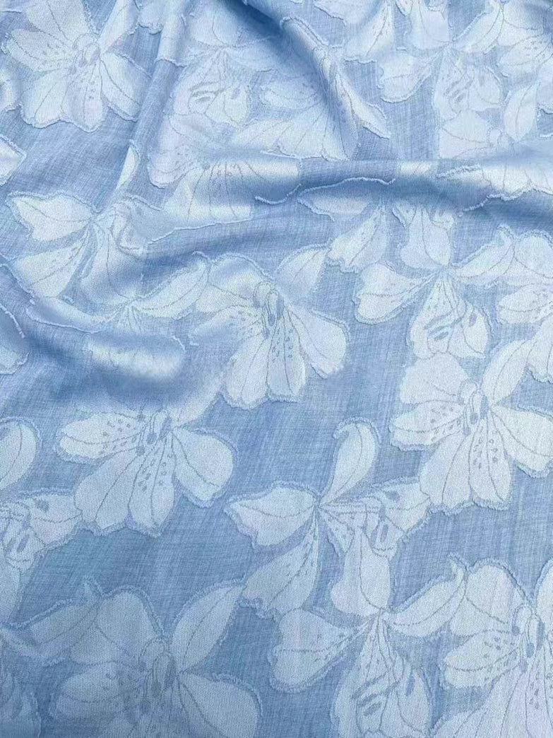 Denim Blue Jacquard Fabric