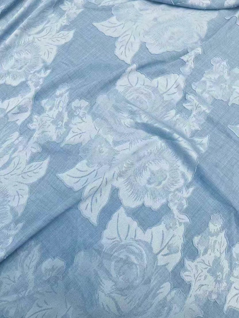 Denim Blue Jacquard Fabric