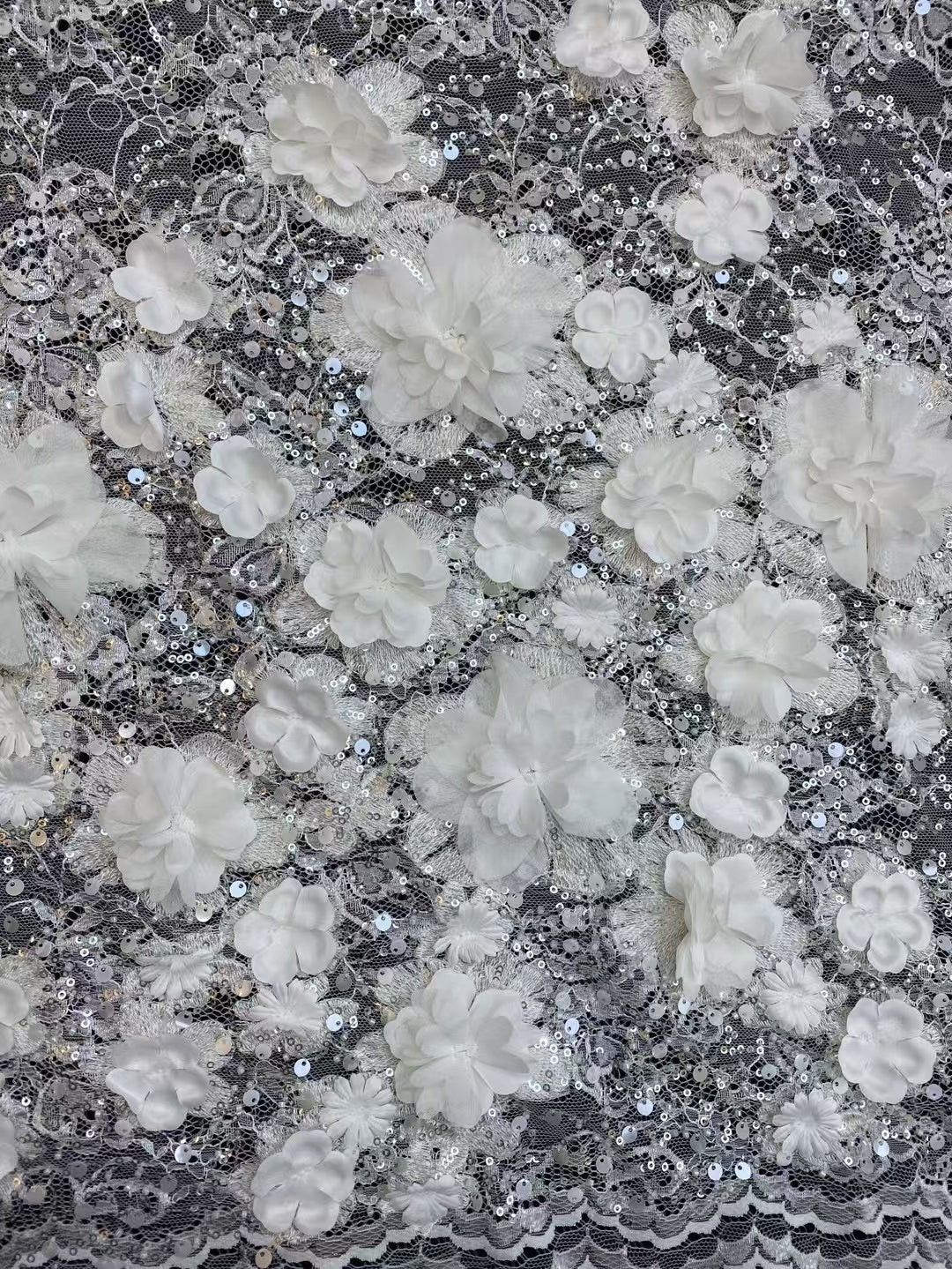 Luxury 3D Flower Sequins Fabric