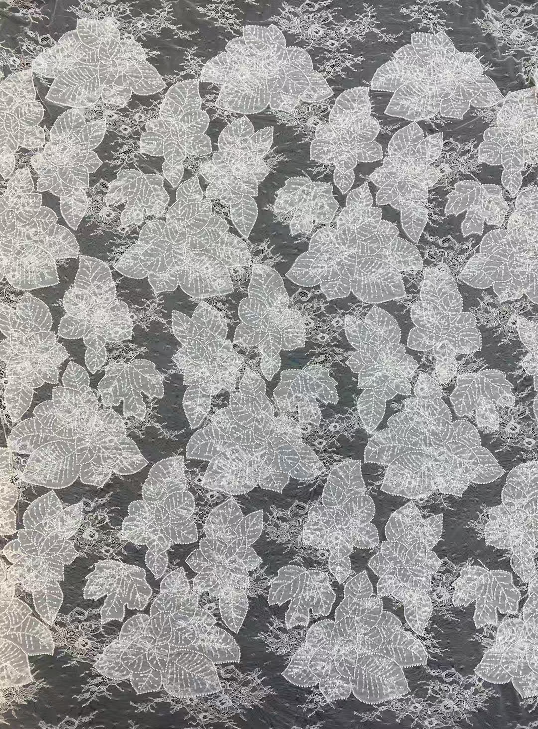 Sequins&Bead Leaf Embroidery Fabric