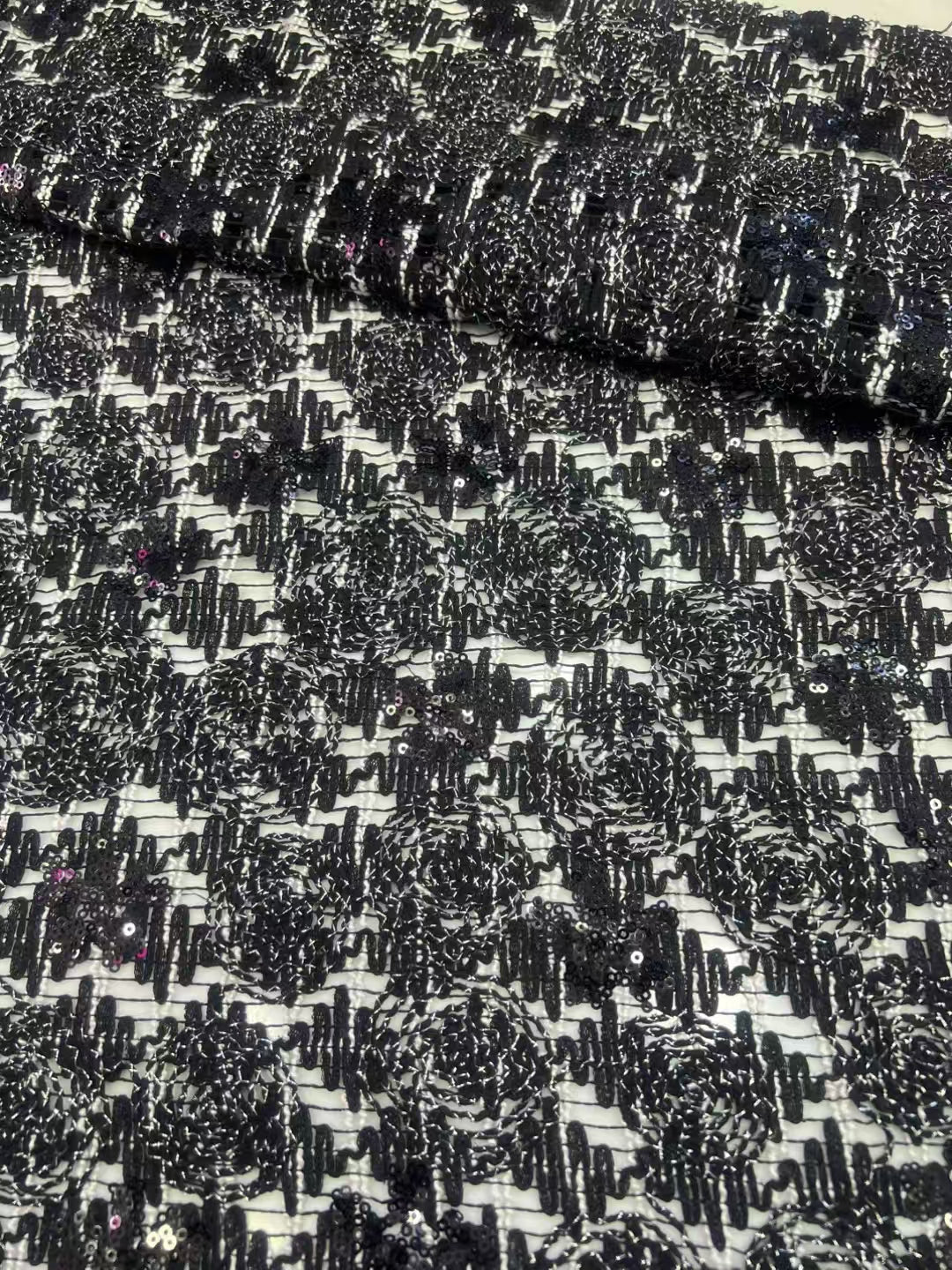 Circle Embroidery Sequins Fabric