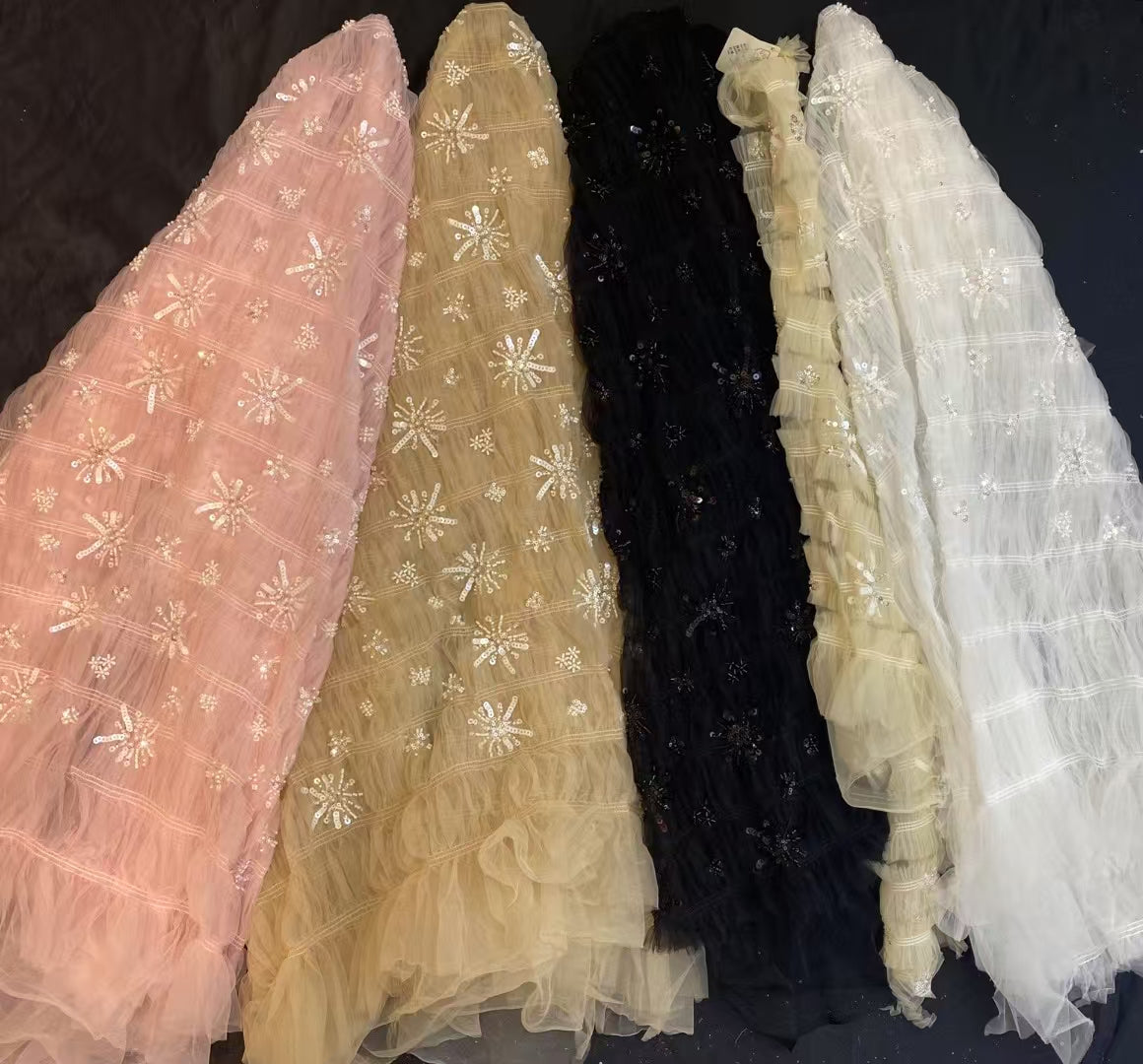 Pleated Sequins Gauze